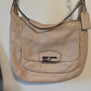 Coach Beige Leather Shoulder Bag